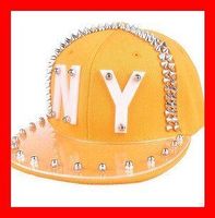 Basecap New York NY Nieten Orange Stacheln Goth USA Kappe