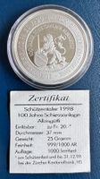 Schützentaler 20 Fr. 1998, 100 Jahre Albisgütli, Zertifikat!