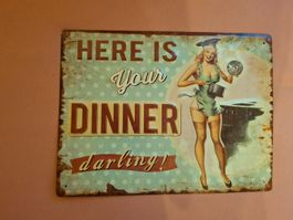 Blechschild Pin-up Diner Küche Dekoration Retro Stil