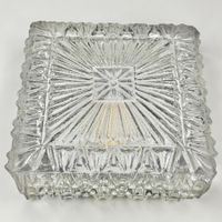 Superbe plafonnier vintage verre texturé carré RZB Allemagne