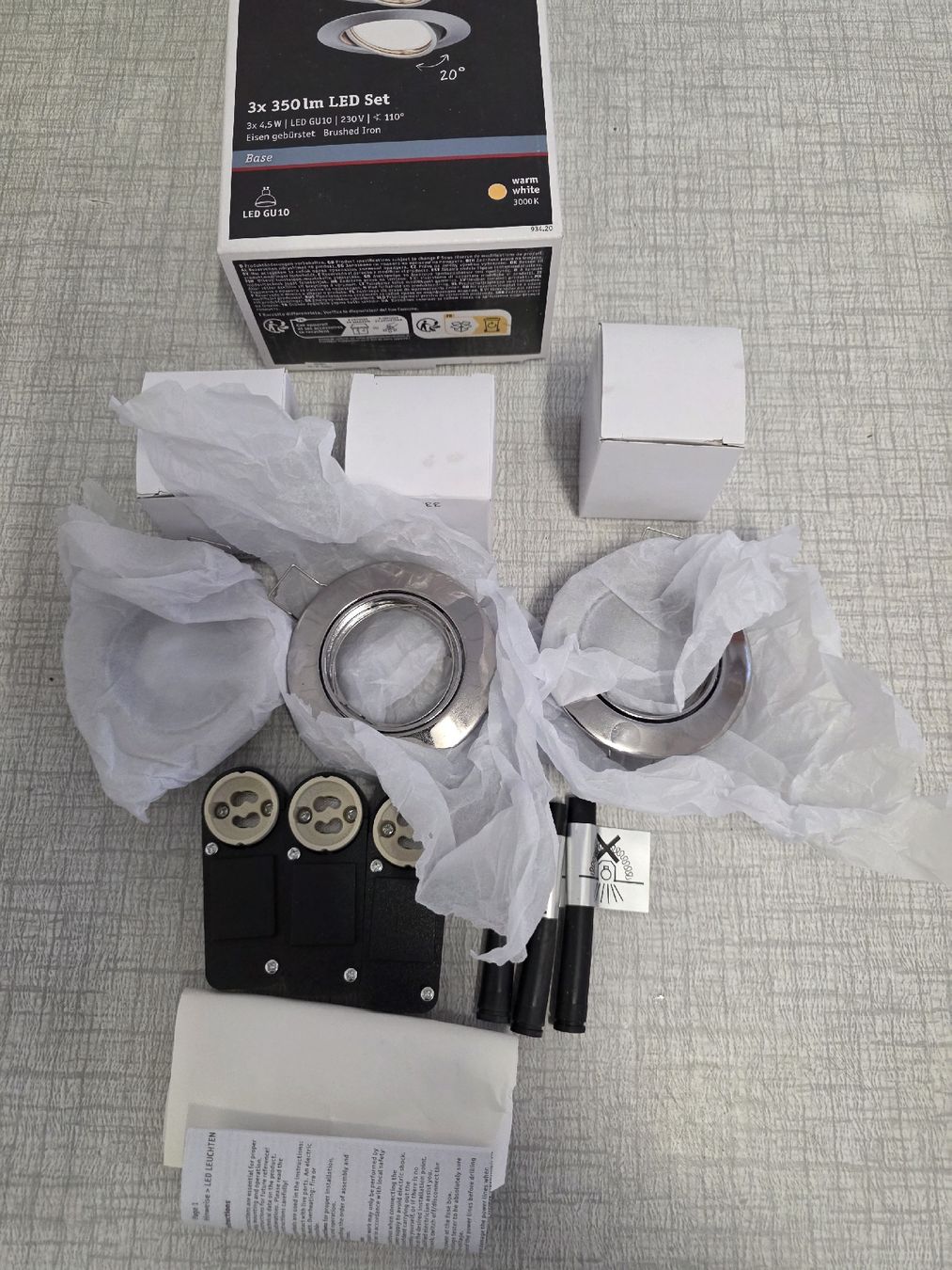 Lampadari & plafoniere: Paulmann LED Einbauspots, 3er Set, neuwertig, Eisen gebürste – Nuovo e nell'imballaggio originale da Haldi b.Schattdorf venduto da jos_vy29 2