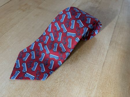 Seidenkrawatte Orient-Express, rot, Zugmotiv - Top Zustand!