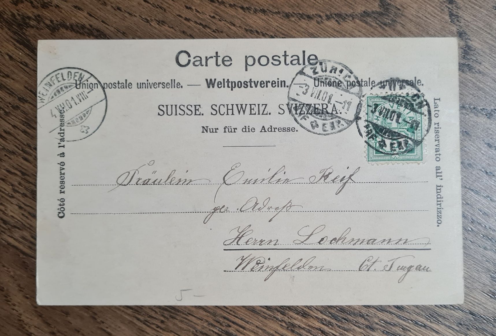 Cartoline postali: Gruss von Zürich 1901 – Usato da Ebikon venduto da Donar50 1