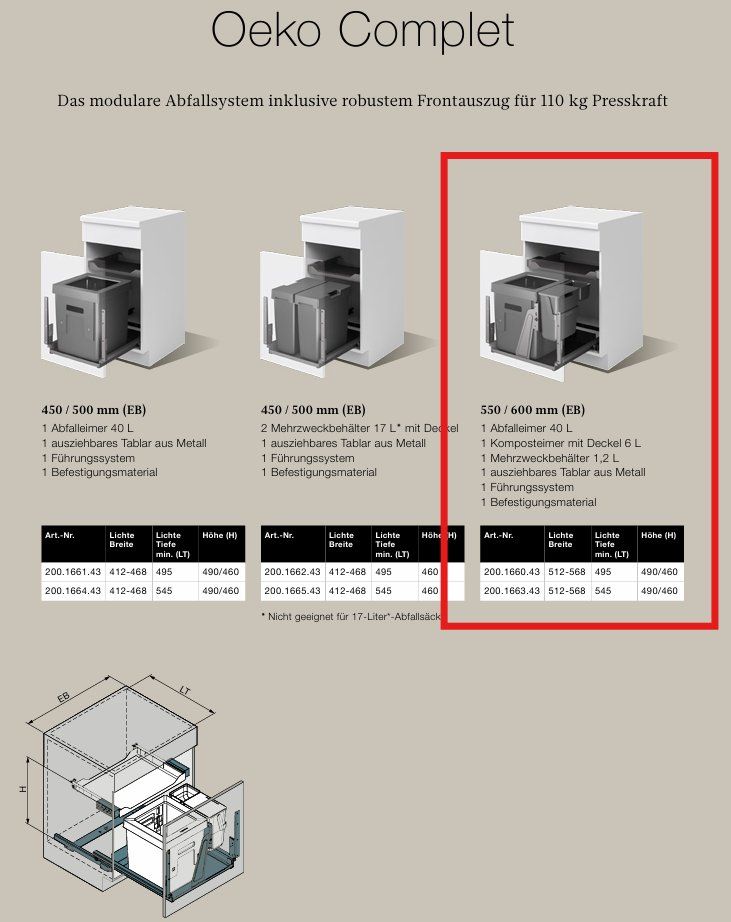 Cestini per rifiuti: 060 Peka Abfallsystem Oeko Complet 40+6+1.2 Liter anthrazit – Nuovo e nell'imballaggio originale da Derendingen venduto da Meisterstuecke 3