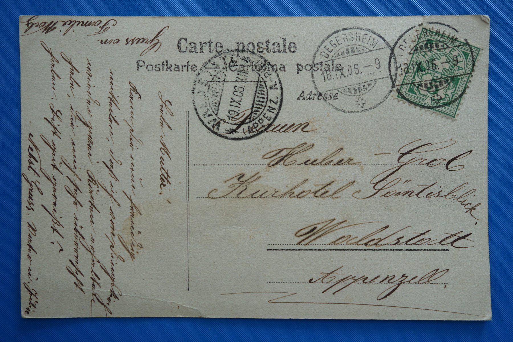Ansichtskarten: DEGERSHEIM - EVANG. SCHULHAUS 1906 – Gebraucht aus Ibach von Ibanto 1