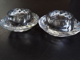 2x Royal Copenhagen Kerzenhalter, Kristallglas