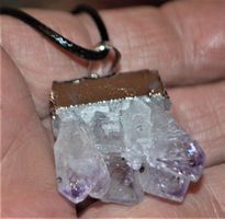 Halskette 934–Amethyst Edelstein Scheibe