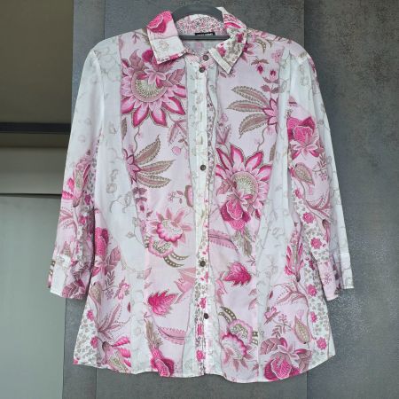 🐸 GERRY WEBER BLUSE M BLUMENMUSTER PINK ROSA