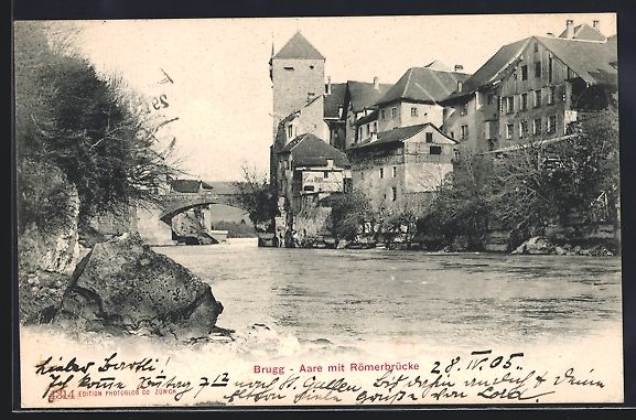 Cartoline postali: Brugg, Aare, Flusspartie mit Römerbrüc – Usato da Berlin venduto da bartko-reher