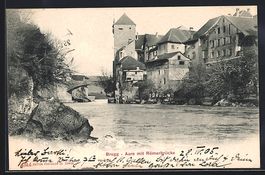 Brugg, Aare, Flusspartie mit Römerbrüc