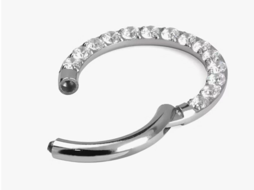 Gioielli per piercing: Piercing Scharnier Ring, Silber mit Steinreihe, 10mm, NEU – Nuovo (secondo la descrizione) da Neuendorf venduto da DeSiriA 4