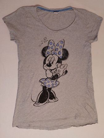 Kurz- Nachthemd Gr. 42 / 44 / M / L - grau mit Mickey Mouse