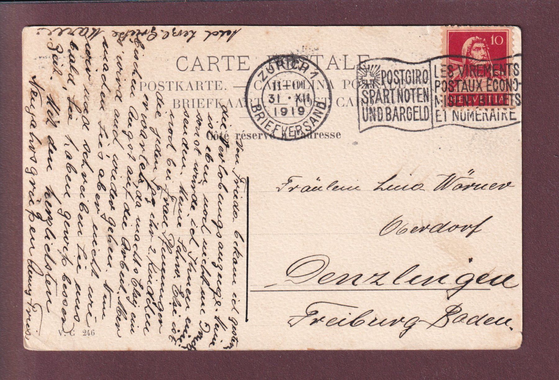 Cartoline postali: CHESIERES - 1919 - Meltzer / Vouga – Usato da Pully venduto da nicecards 1