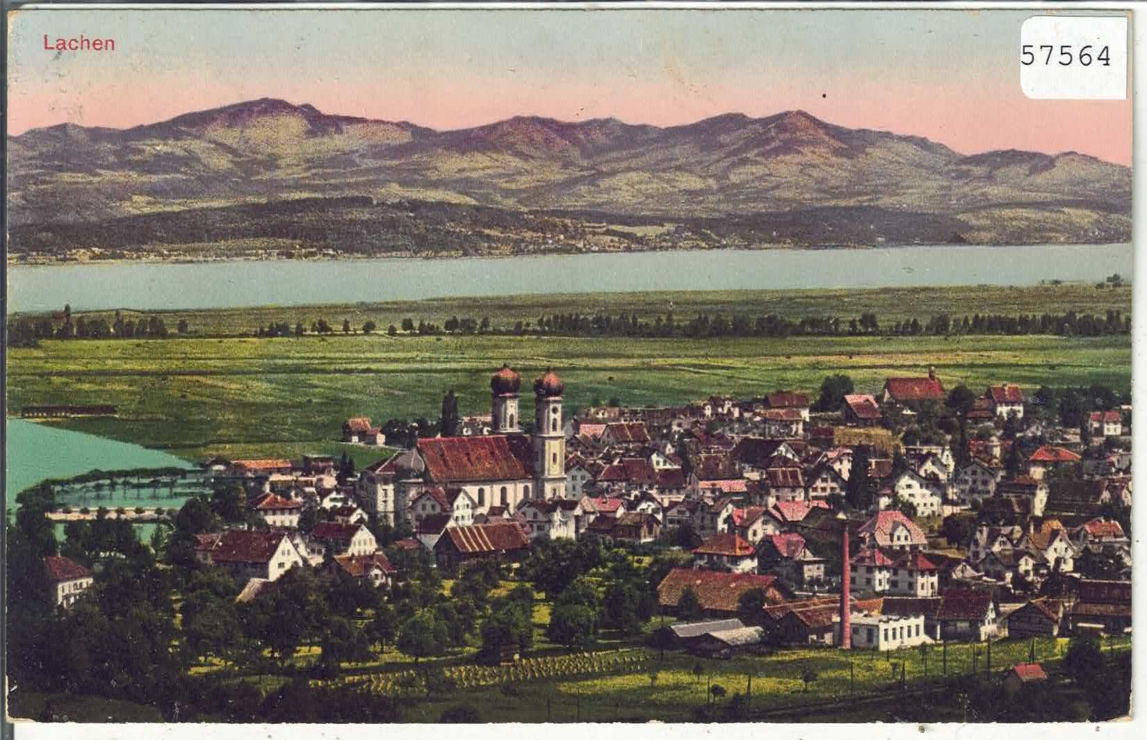 Cartoline postali: Lachen - Generalansicht - Litho – Usato da Ettingen venduto da Kartenplanet