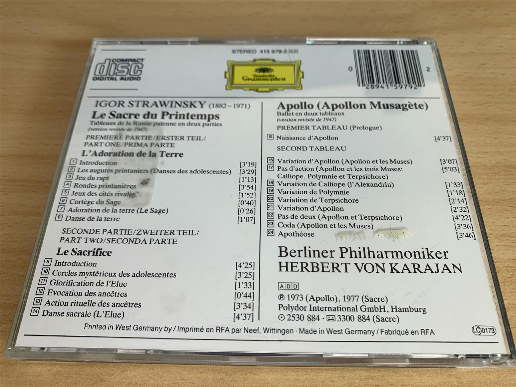 CDs: Strawinsky - Le Sacre Du Printemps, Apol – D'occasion à Rikon im Tösstal par Alpenmutz 1