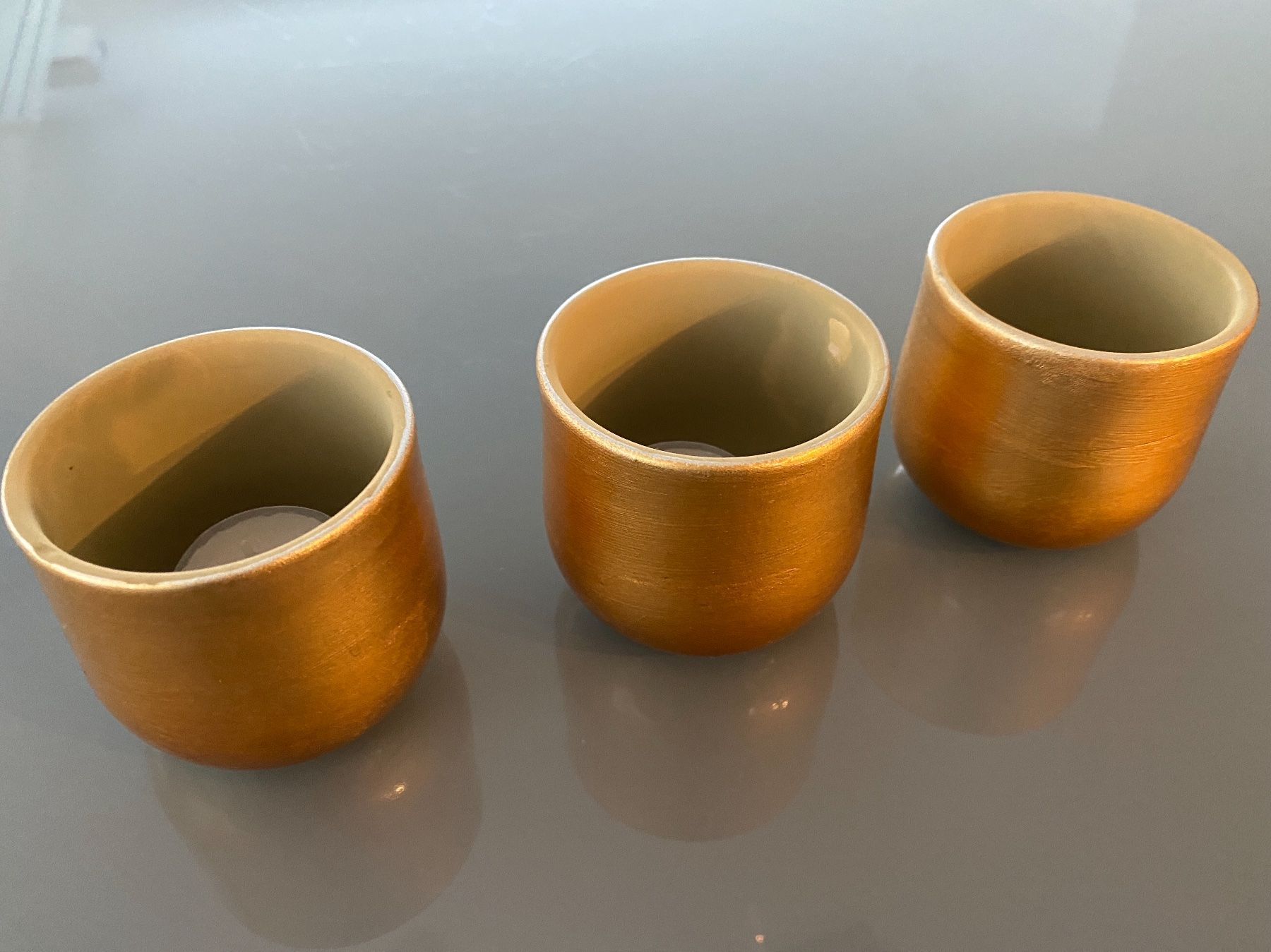Portacandele: 3 Stk. Kerzenhalter Gold – Usato da Zollikon venduto da Krenapf 1