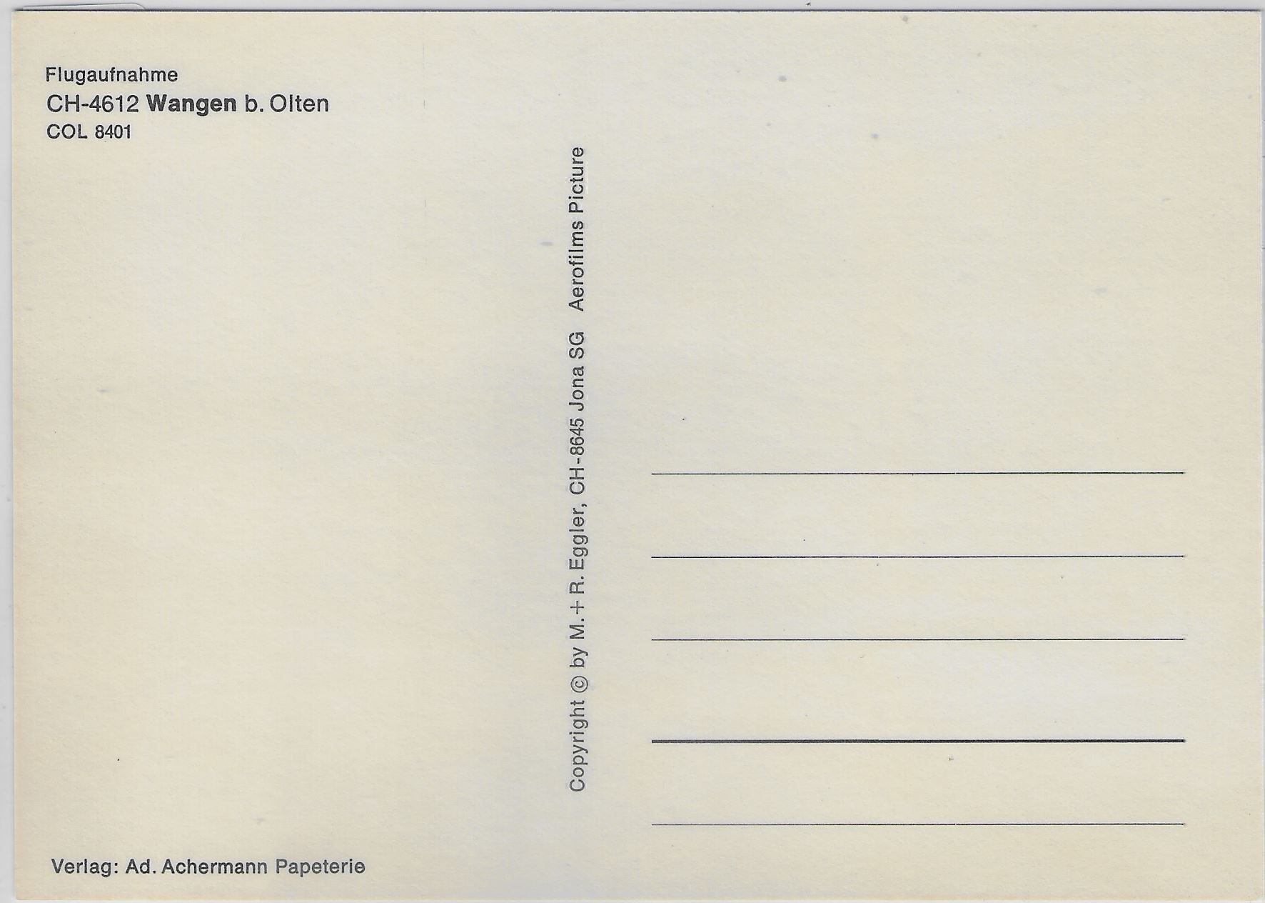 Cartoline postali: Flugaufnahme Wangen bei Olten – Antico da Ettingen venduto da Kartenplanet 1