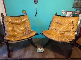 Leder-holz Vintage Sessel