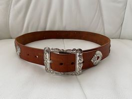 Chüeli-Gurt aus Appenzell Leder braun Alpaufzug 925 Silber