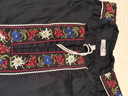 Trachtenbluse Herren /Damen schwarz bestickt Grösse L Veneto