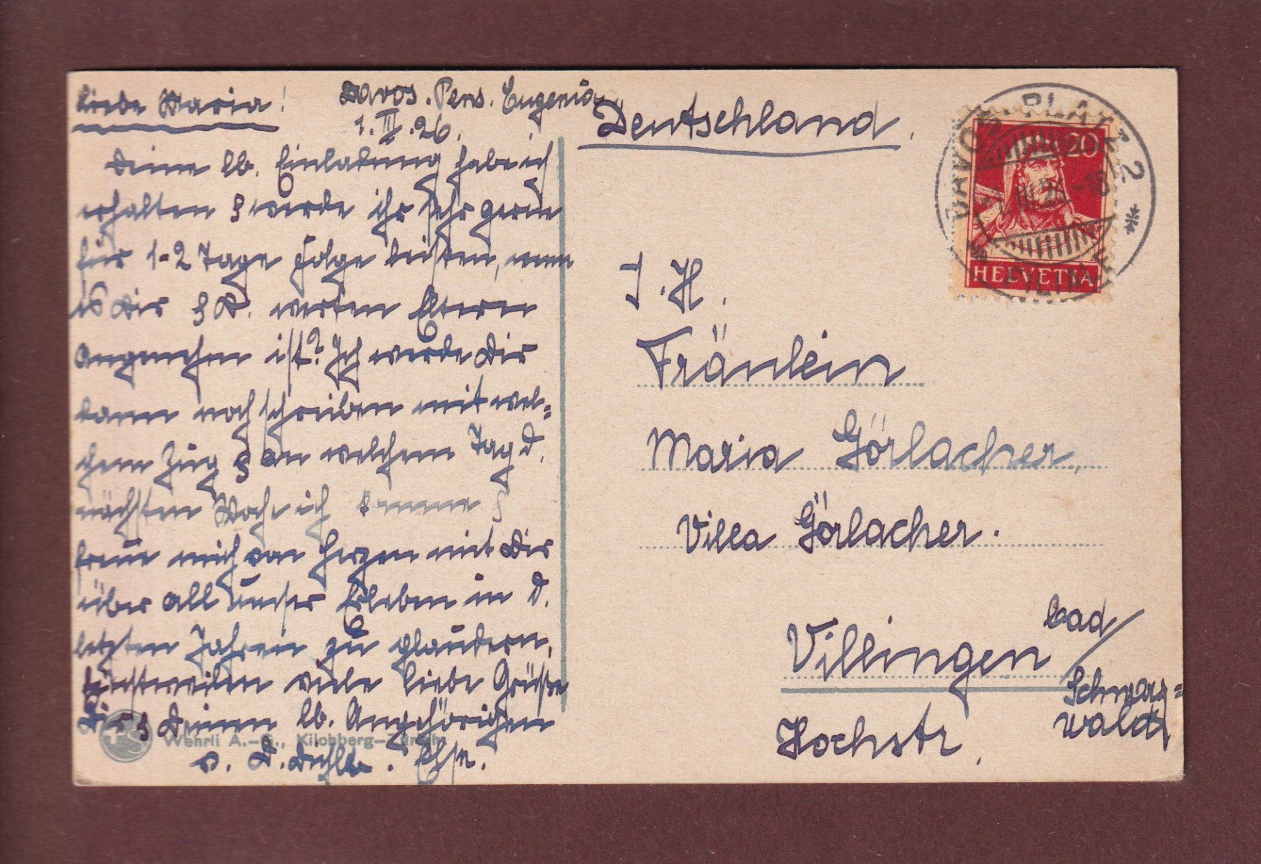 Cartoline postali: DAVOS - 1926 – Usato da Pully venduto da nicecards 1