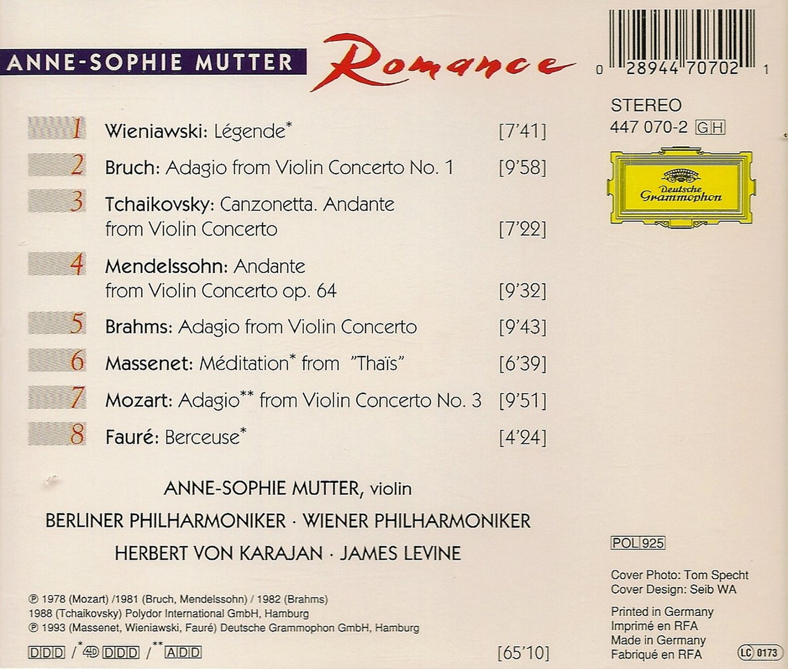 CD: Anne-Sophie Mutter - Romance – Usato da Hombrechtikon venduto da Luetzelsee 1