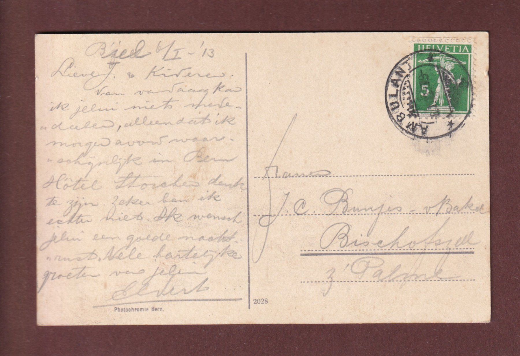 Ansichtskarten: BIEL / BIENNE - 1913 – Gebraucht aus Pully von nicecards-shop 1