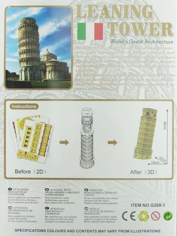 Puzzle: 3D-Puzzle Schiefer Turm von Pisa – Nuovo e nell'imballaggio originale da Wettingen venduto da Swala 2