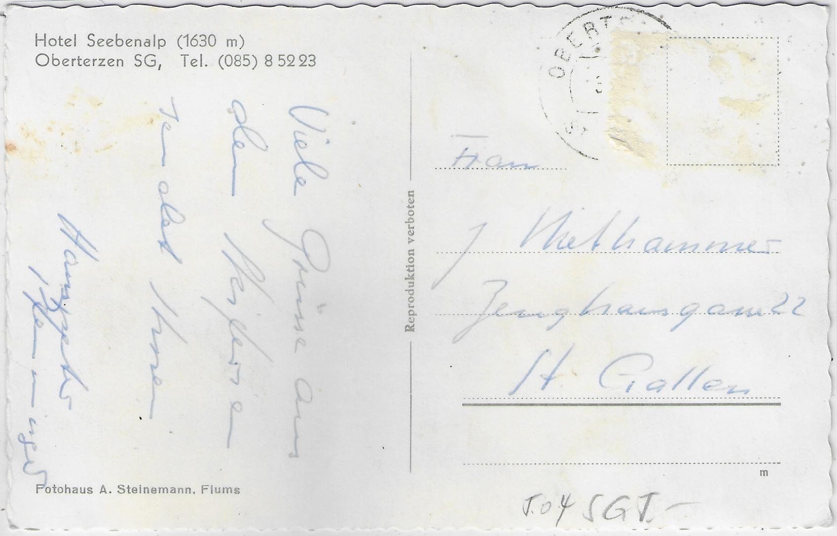 Cartoline postali: Hotel Seebenalp - Oberterzen SG – Usato da Ettingen venduto da Kartenplanet 1