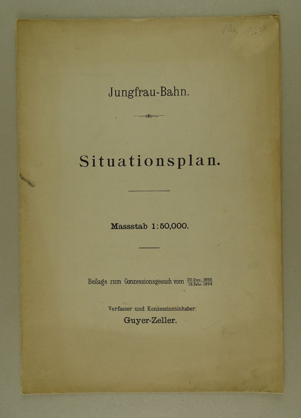 Cartine & Atlanti: JUNGFRAU-BAHN SITUATIONSPLAN, 1896 – Usato da Grüningen venduto da Kartensammler 1