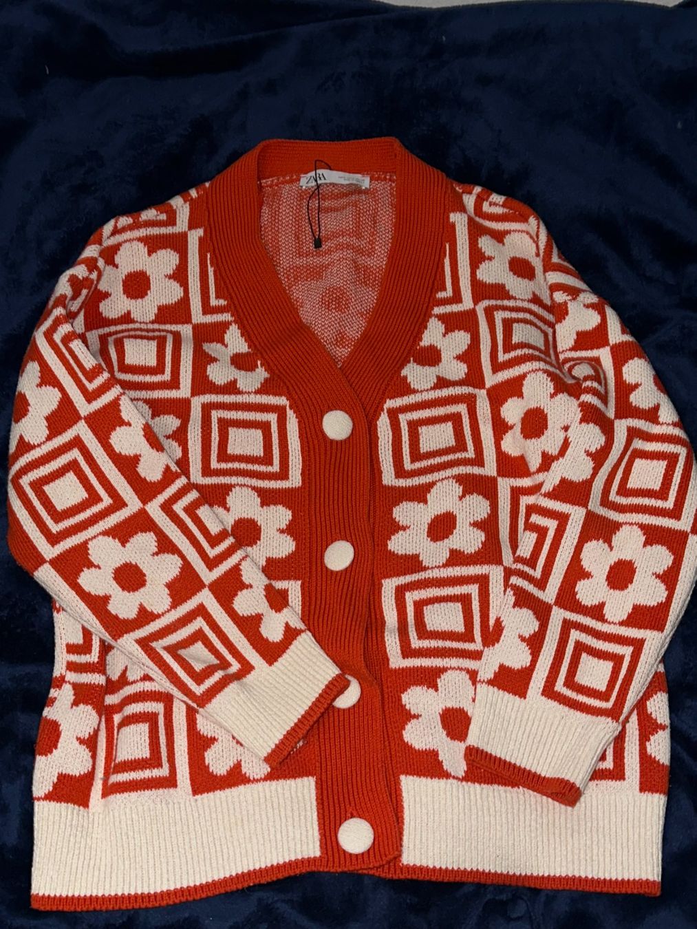 Giacche: Zara Strickjacke, Orange/Weiss, Grösse S – Nuovo (secondo la descrizione) da Zürich venduto da kri_hy6t
