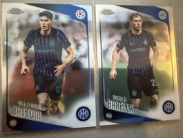2 Carte Topps Chrome Bastoni Barella Inter Milano