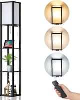 Büro Stehlampe aus Holz USB Regal Eckregal Regalbeleuchtung