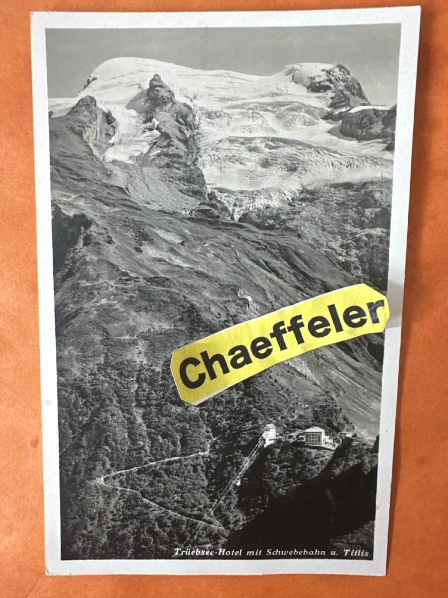 Cartoline postali: Alte Ansichtskarte: Trübsee-Hotel mit Schwebebahn u. Titlis  – Usato da Zürich venduto da Chaeffeler