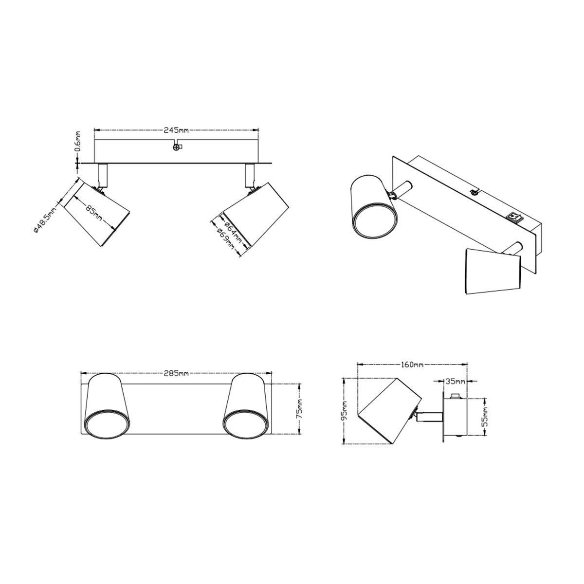 Lampade: LED Deckenleuchte, Weiss, 28 cm x 9 cm – Nuovo (secondo la descrizione) da Kreuzlingen venduto da Smart-Light 5