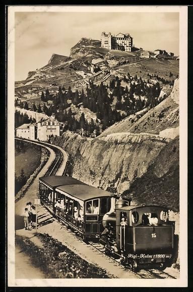 Cartoline postali: Bergbahn auf der Rigi-Kulm, Blick hinauf – Usato da Berlin venduto da bartko-reher