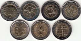 Lot -- 7 x 2 Euro - Gedenkmünzen