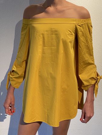 Tibi Kleid gelb Groesse 4 Off-Shoulder neuwertiges 