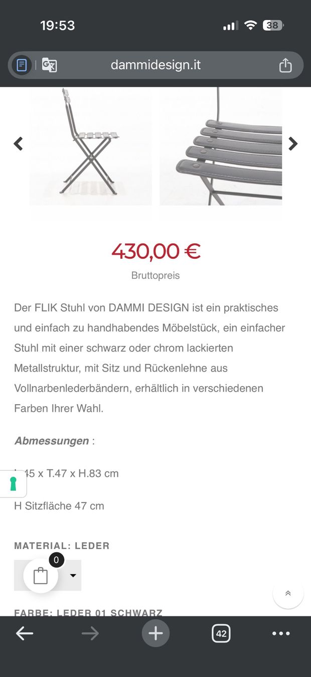 Sedie: KLAPPSTUHL AUS LEDER – Usato da Solothurn venduto da NUVICO 6