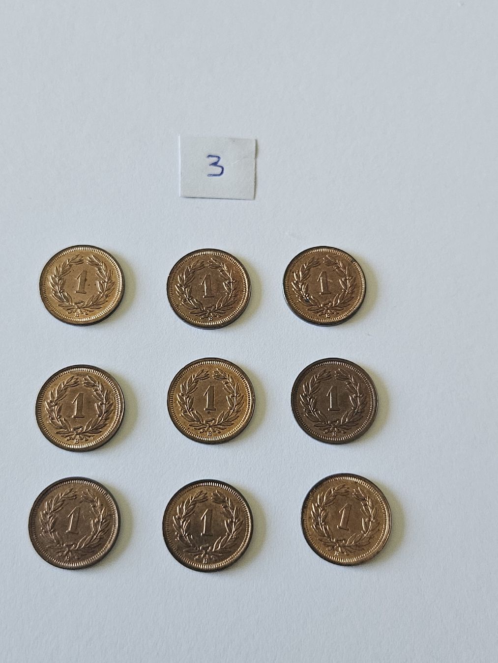Tutti le monete: 1 Rappen 1937, 9 stk. – Usato da Pfäffikon ZH venduto da Melibol 4