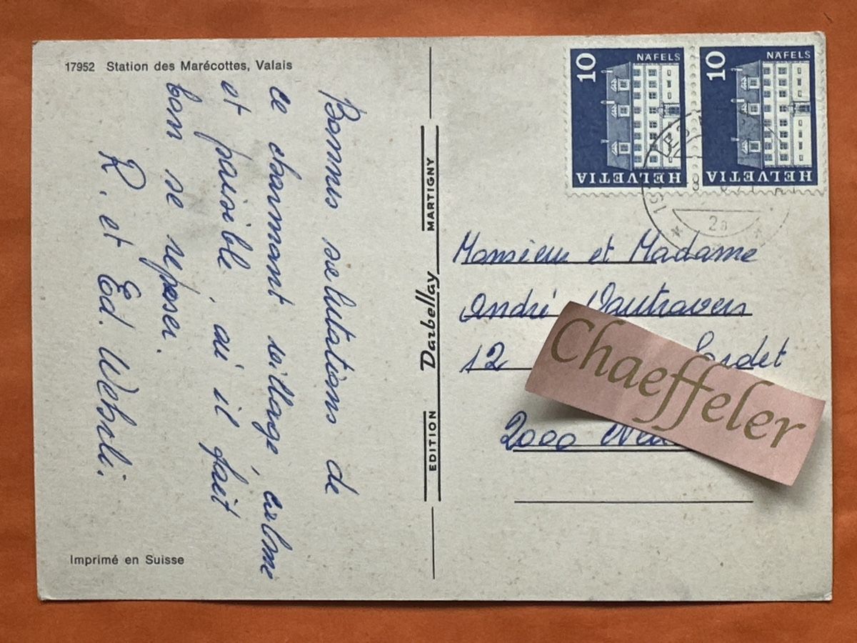 Cartoline postali: 1971 Station des Maerécottes, Valais – Usato da Zürich venduto da Chaeffeler 1