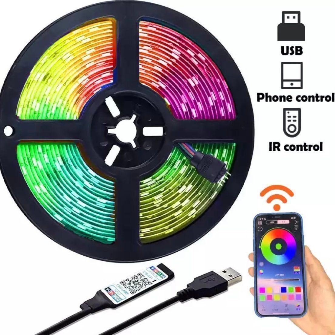 Ghirlande e barre luminose: LED Strip RGB 5m USB - NEU – Nuovo (secondo la descrizione) da Frauenfeld venduto da MrSalesman