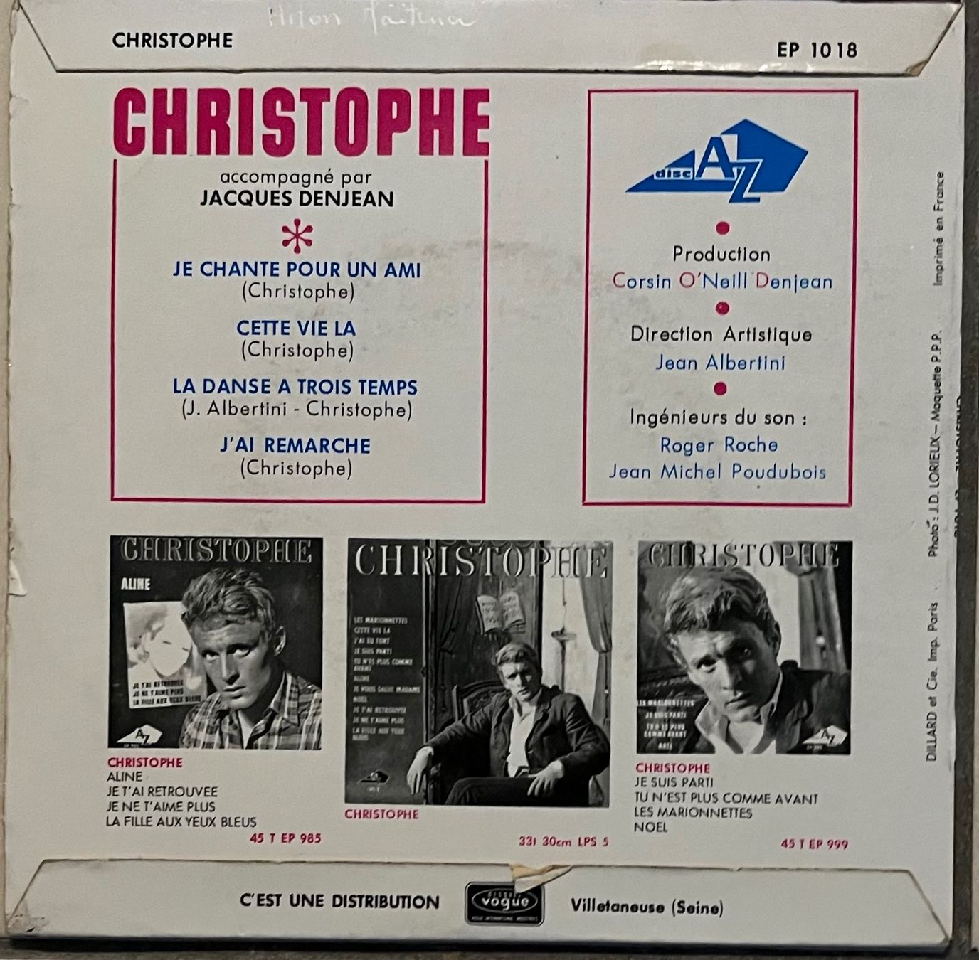 Vinyles: CHRISTOPHE - JE CHANTE POUR UN AMI – D'occasion à Bussigny par vinyl-pas-cher 1