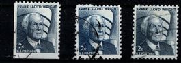 3 Timbres Frank Lloyd Wright - USA _ 1966-68 - Obl.