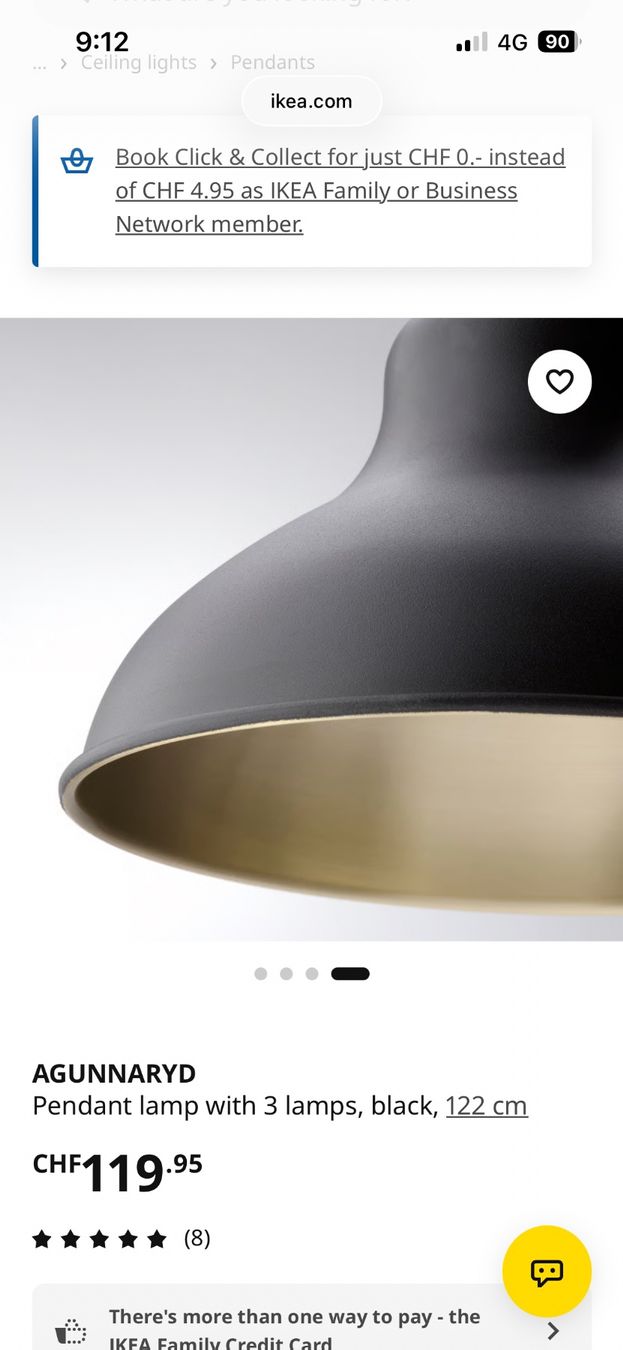 Ikea Lampadari & plafoniere: IKEA 3-Schirm Deckenlampe schwarz mit gold/bronze – Usato da Zürich venduto da tat_szj2 3