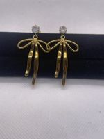 Goldene Ohrhänger  mit Schleife und Strass - Top Zustand!