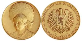 Schützenmedaille St. Gallen "Olmaschiessen" von 1950 (FDC)