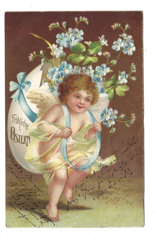 Fröhliche Ostern - Engel - Eier-Rucksack - Präge-Litho 1906 | Kaufen ...