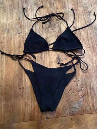 MC2 Saint Barth TRIANGEL-BIKINI IN SCHWARZEM CRINKLE