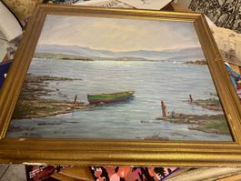 August Weber Öl auf Lwd. 66x55 cm Landschaft Zürichsee 